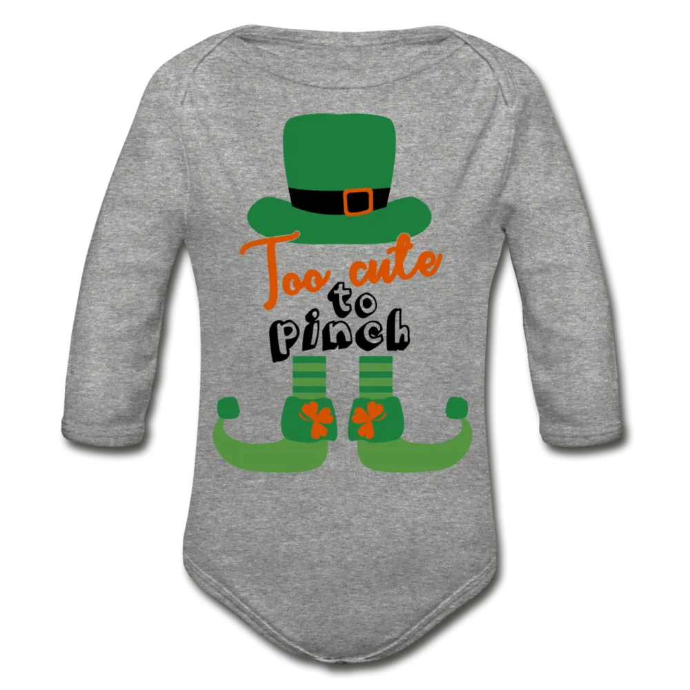 Too Cute To Pinch Organic Long Sleeve Baby Bodysuit