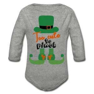 Too Cute To Pinch Organic Long Sleeve Baby Bodysuit