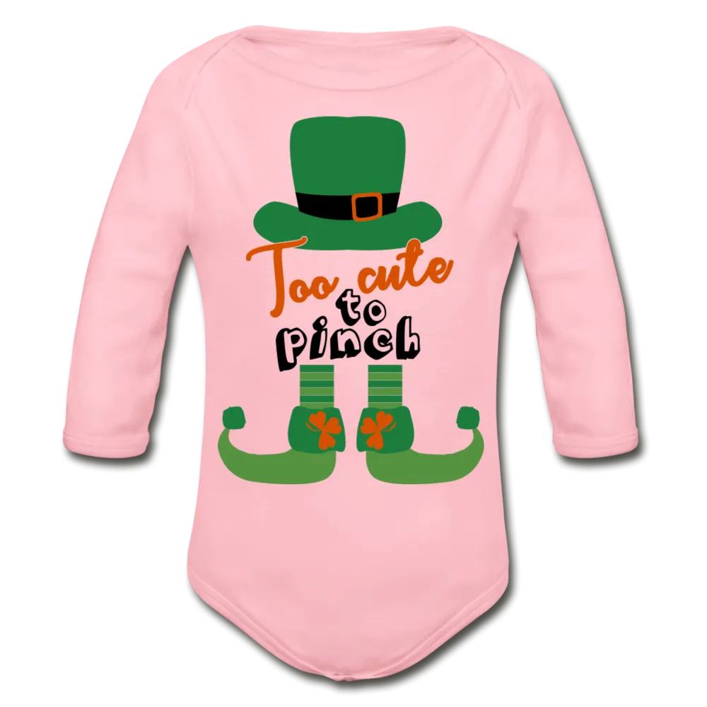 Too Cute To Pinch Organic Long Sleeve Baby Bodysuit