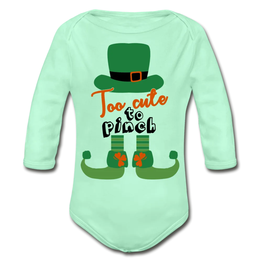 Too Cute To Pinch Organic Long Sleeve Baby Bodysuit