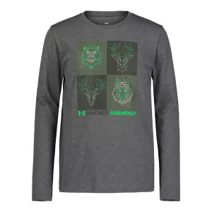 Under Armour Youth Boy's UA Outdoor Animal Crest Long Sleeve Tee - Pitch Gray