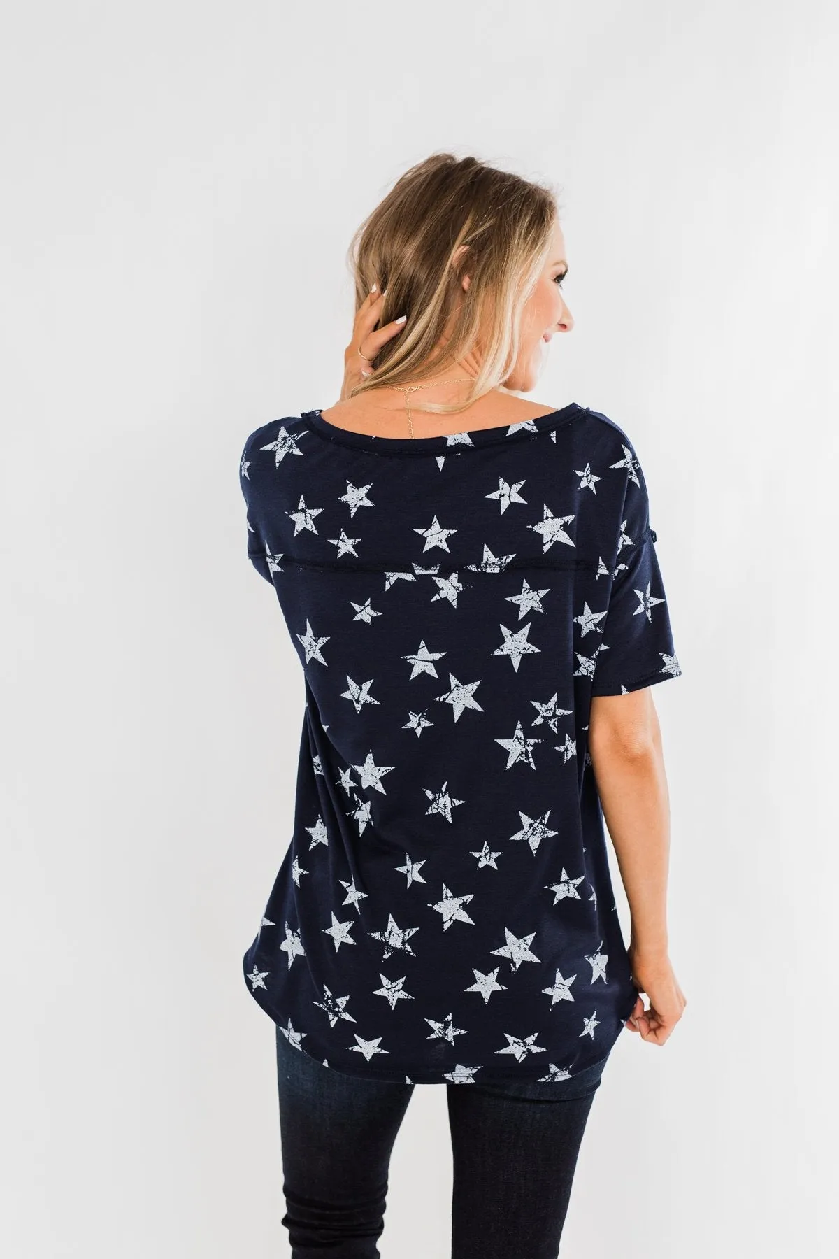 Under The Stars Pocket Top- Navy
