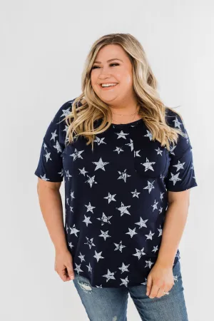 Under The Stars Pocket Top- Navy