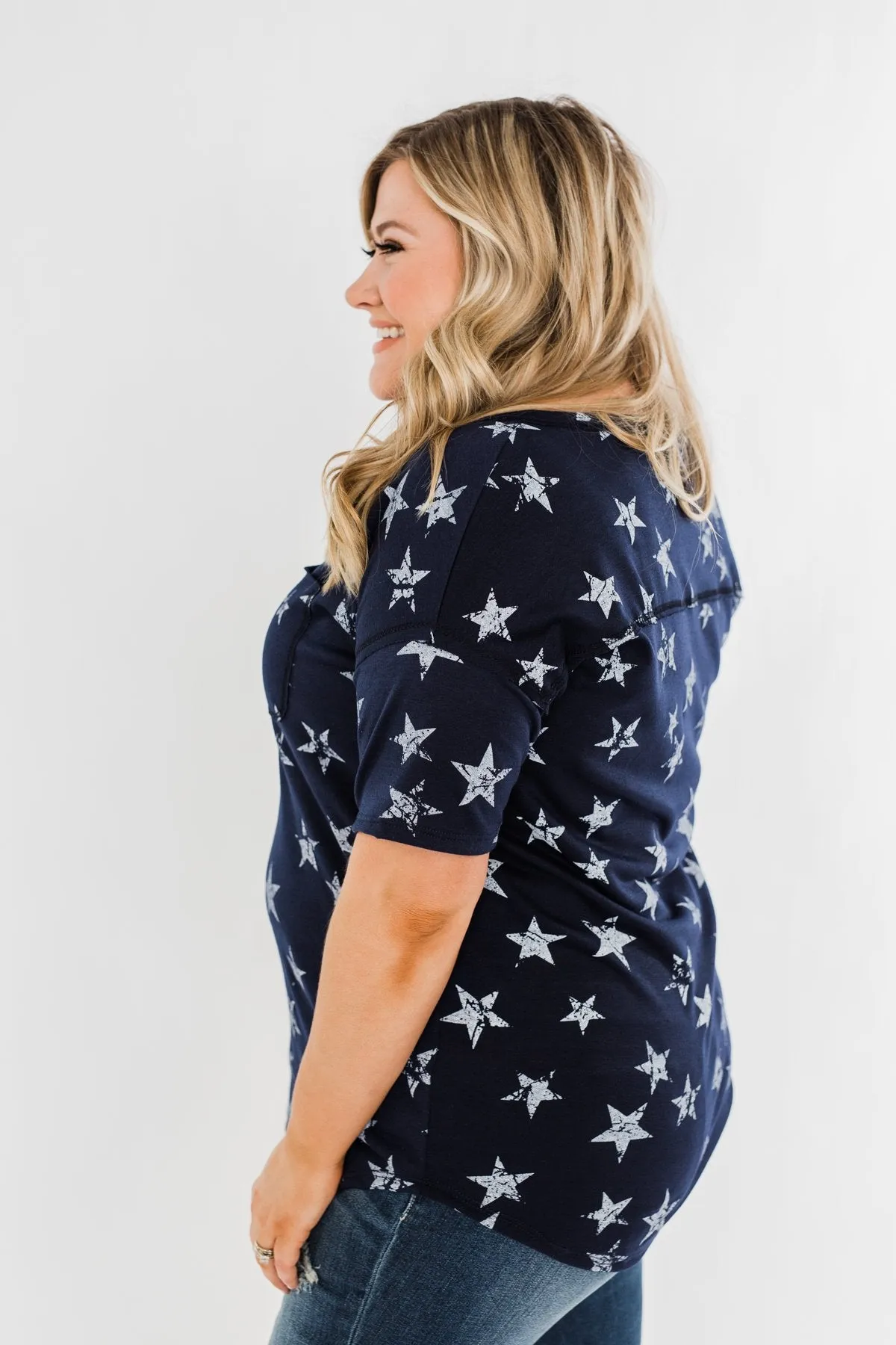 Under The Stars Pocket Top- Navy