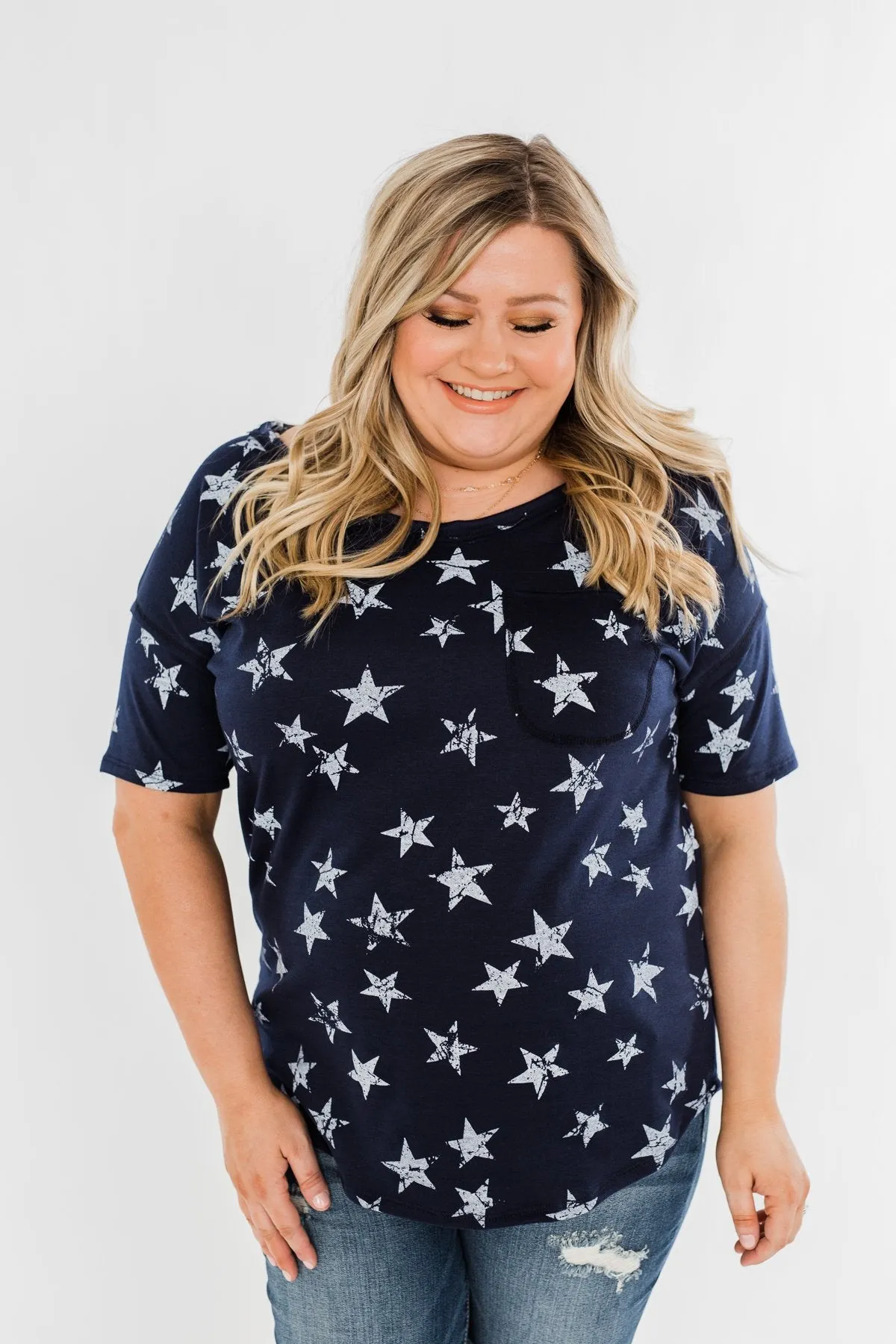 Under The Stars Pocket Top- Navy