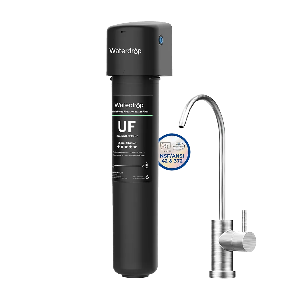 Undersink Ultrafiltration Water Filter System With Dedicated Faucet