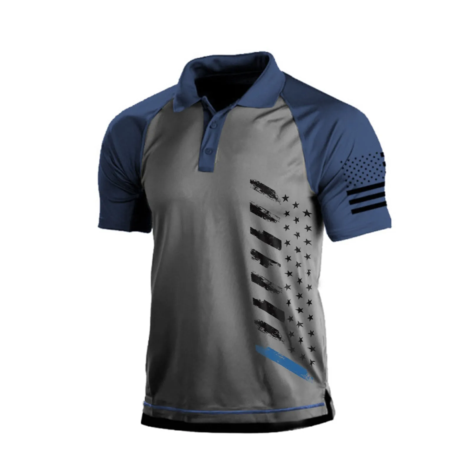 USA FLAG RAGLAN GRAPHIC POLO SHIRT