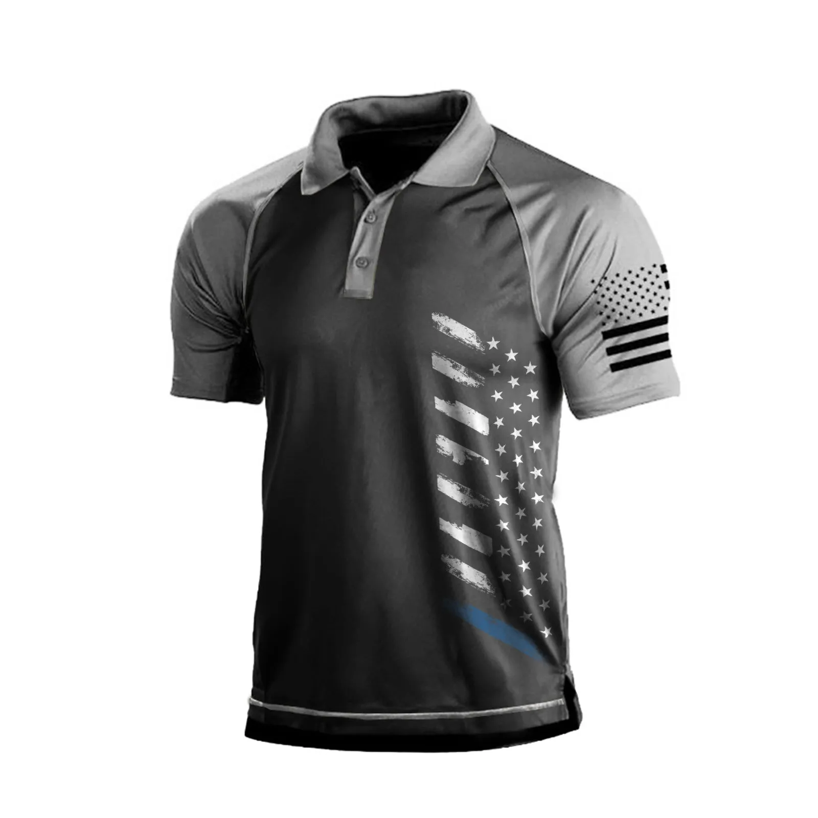 USA FLAG RAGLAN GRAPHIC POLO SHIRT