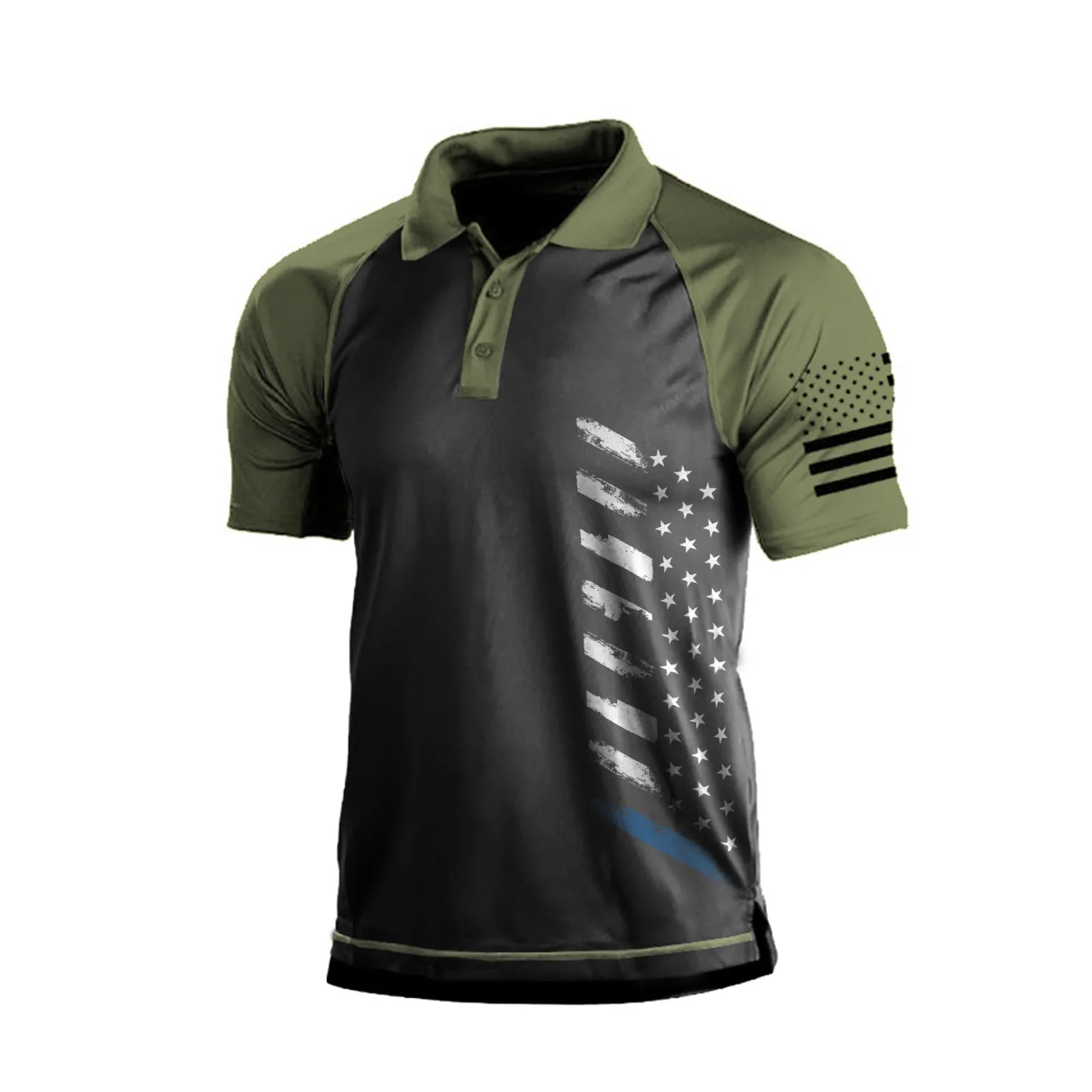 USA FLAG RAGLAN GRAPHIC POLO SHIRT
