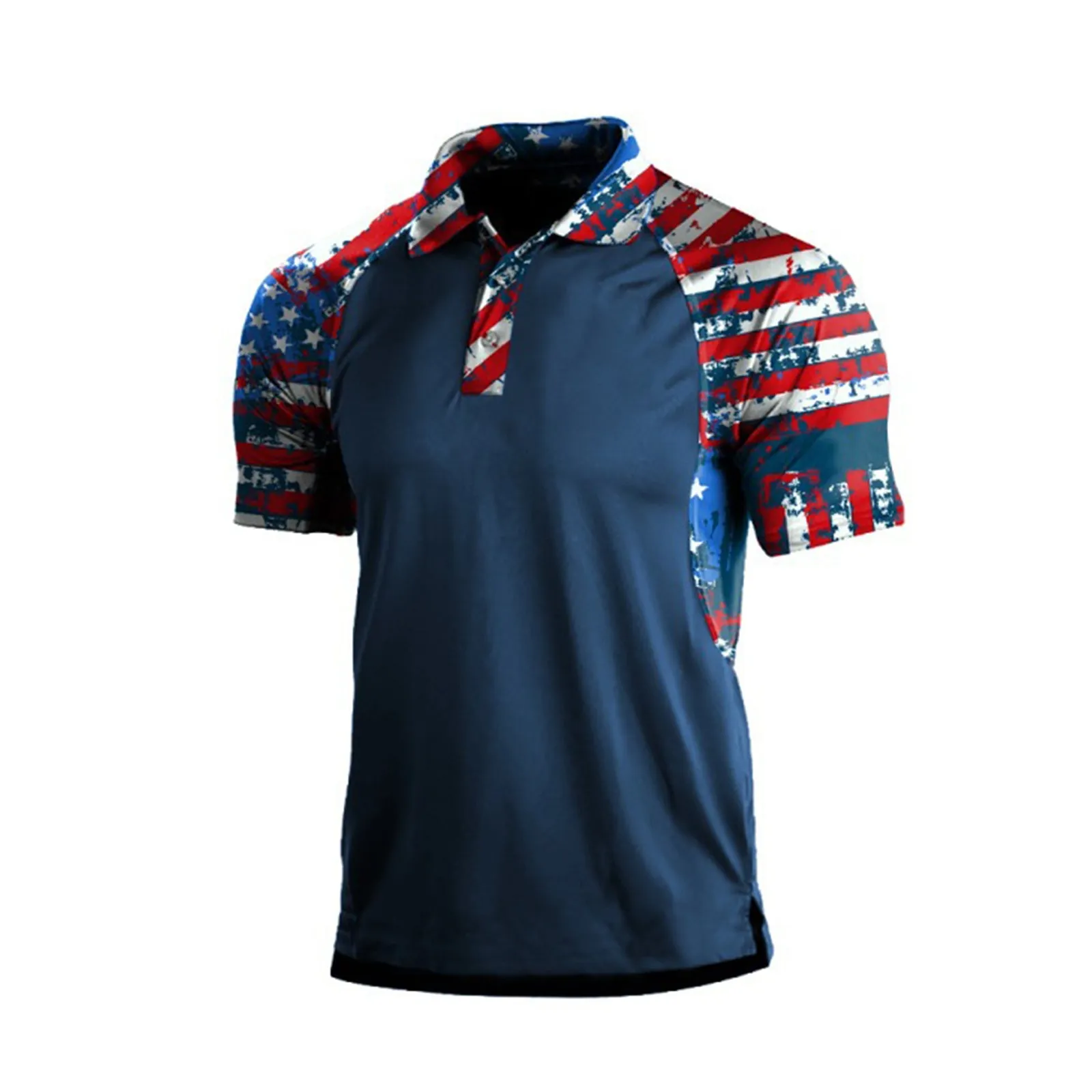 USA FLAG RAGLAN GRAPHIC POLO SHIRT