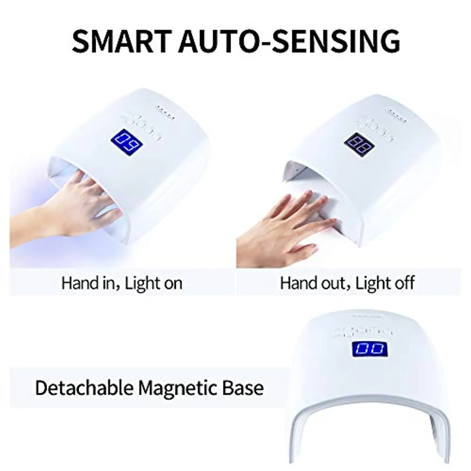 UV LED Nail Lamp, UV Light for Nails, Rechargeable UV Nail Lamp with Automatic Sensor, Cordless Nail Dryer for Gel Polish, Nail Light for Fingernail &Toenail 5 Timer Setting LCD Display, Gel Nail Lamp