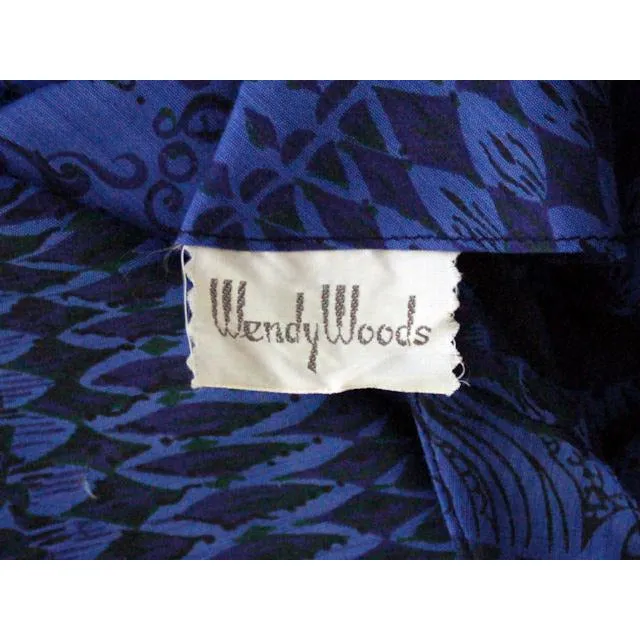Vintage  Blue Day Dress Wendy Woods Full Skirt 1950s 34-24-Free