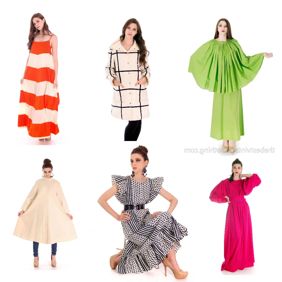 Vintage Lot- Vuokko & Marimekko 1960s-70s Finland Mod Op ARt 150  Dresses/COATS  Model Photos