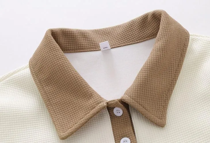 Waffle Long-sleeved Polo Shirt