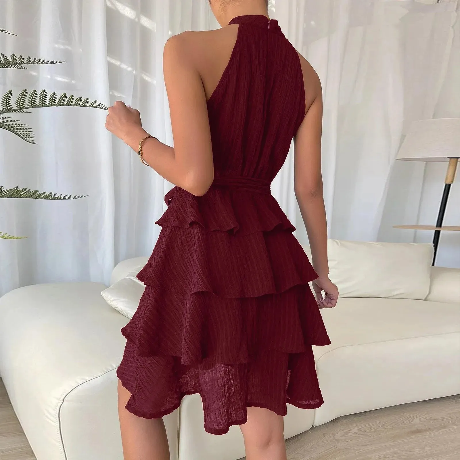 Women Halter Neck Mini Dress Sexy
