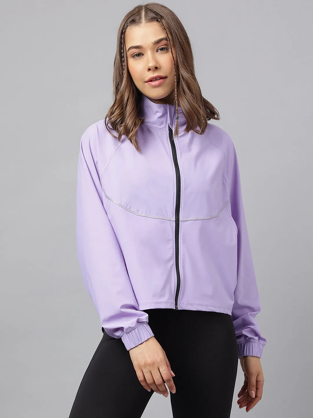 Women self design reflective detail sporty track jacket
