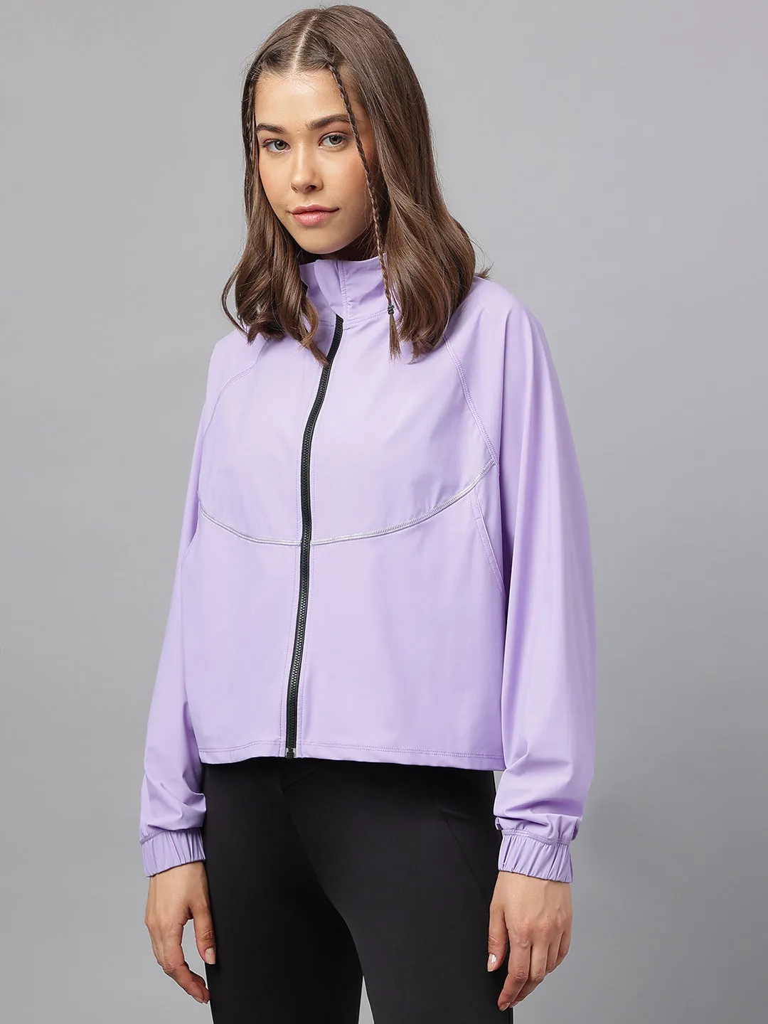 Women self design reflective detail sporty track jacket