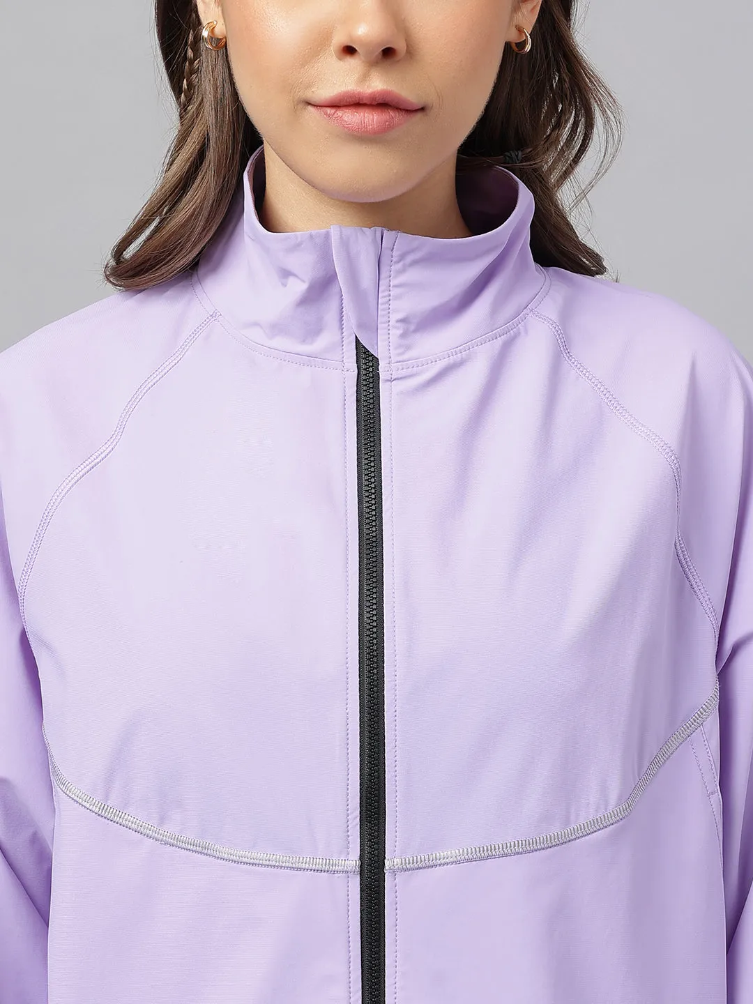 Women self design reflective detail sporty track jacket