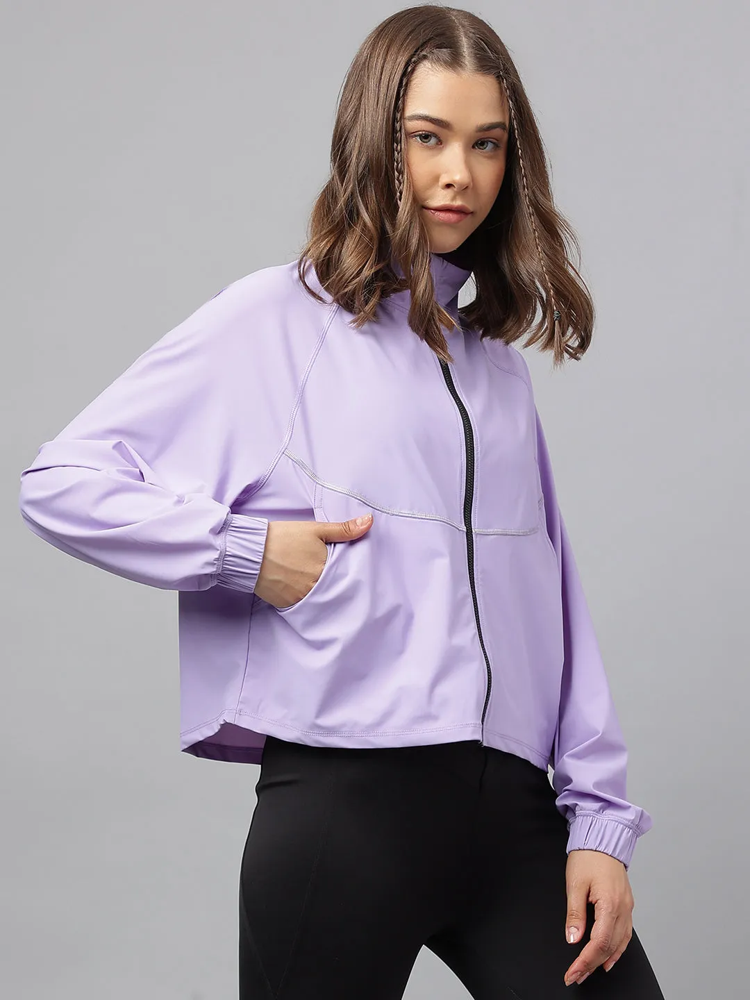 Women self design reflective detail sporty track jacket