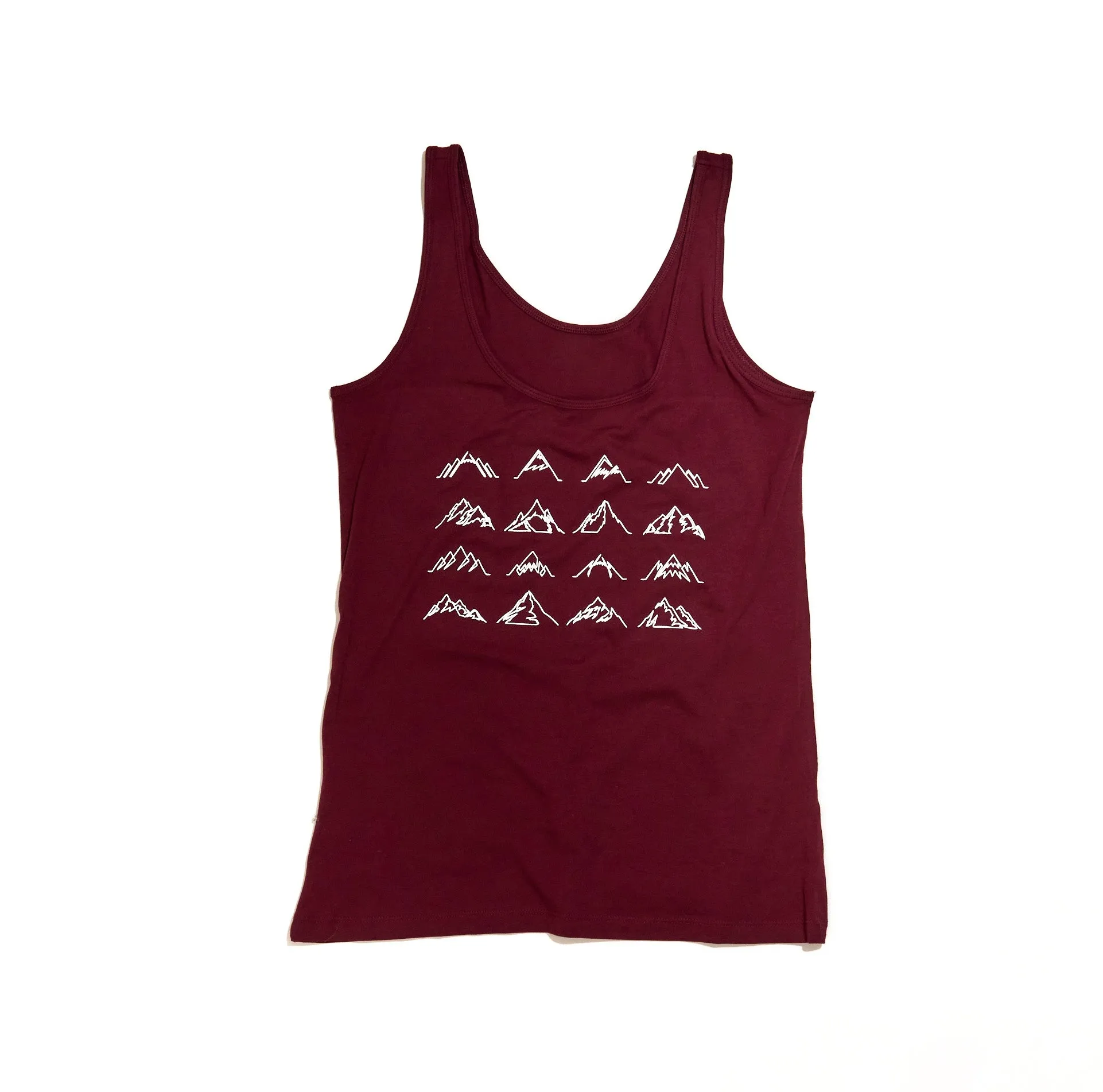Women's 16 Mountains Upcycled Tank in Maroon (Small)