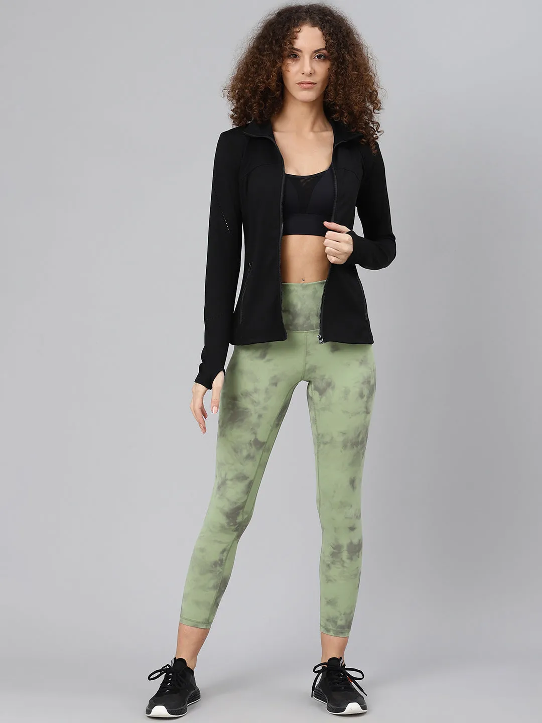 Women's Black Solid Front-Open Active Jacket