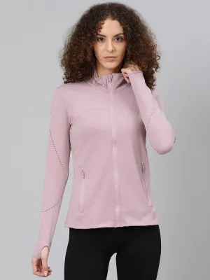 Women's Mauve Solid Front-Open Active Jacket