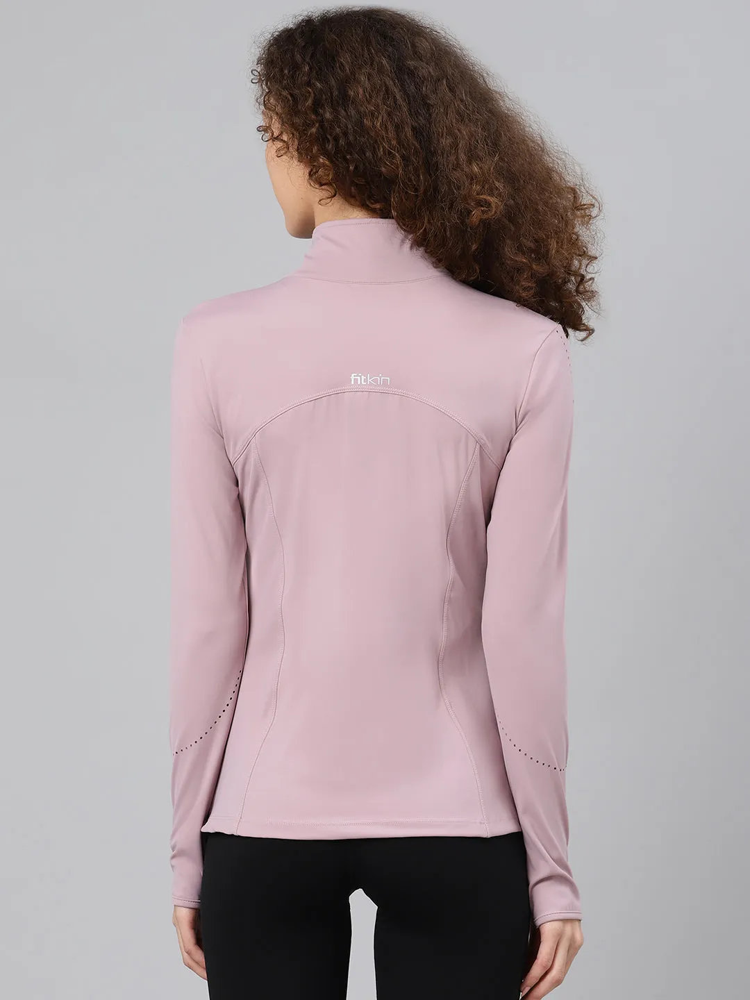 Women's Mauve Solid Front-Open Active Jacket