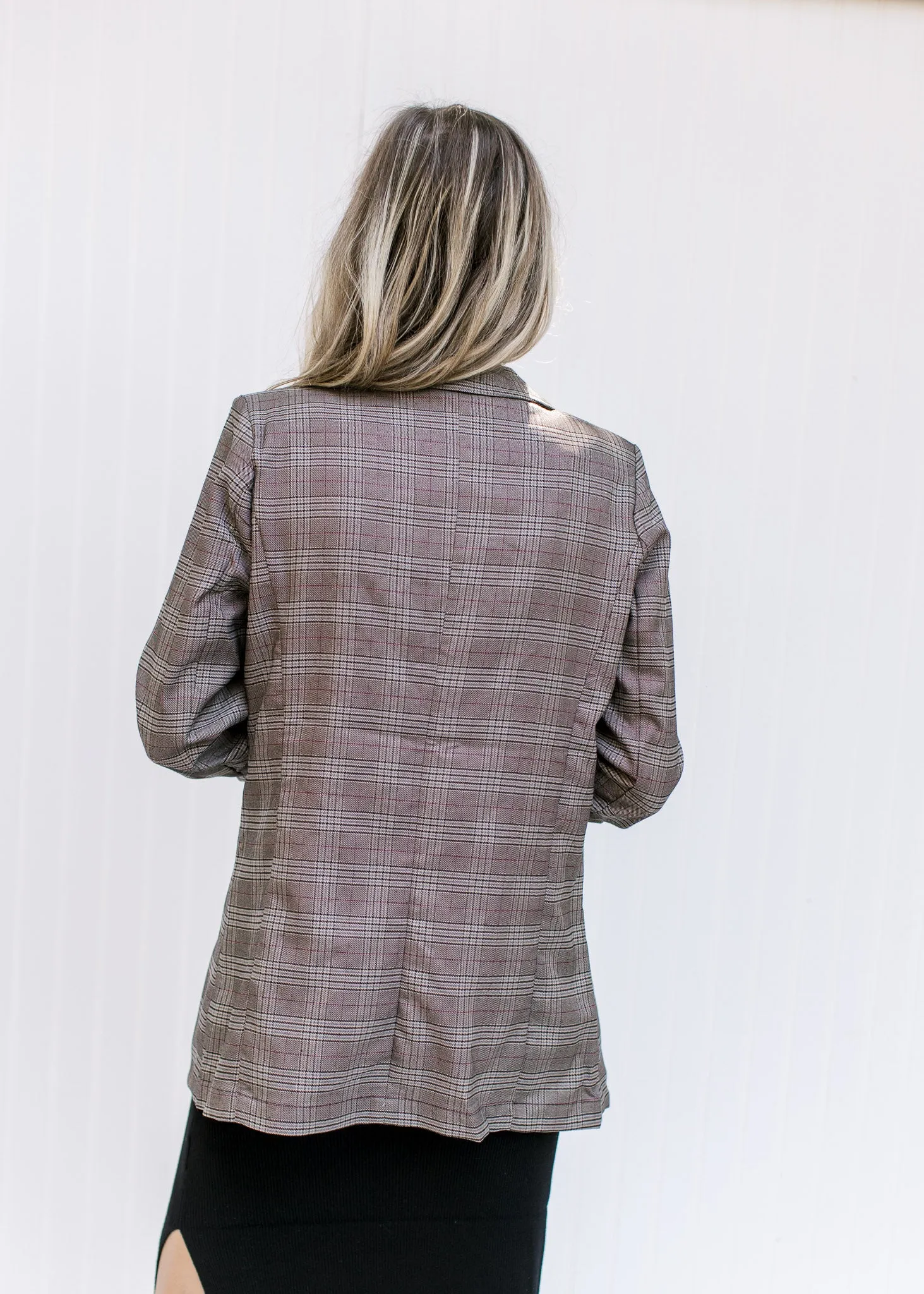 X Plaid in Brown Blazer