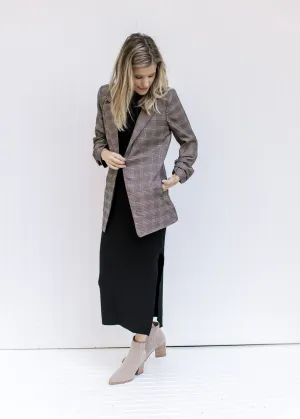 X Plaid in Brown Blazer