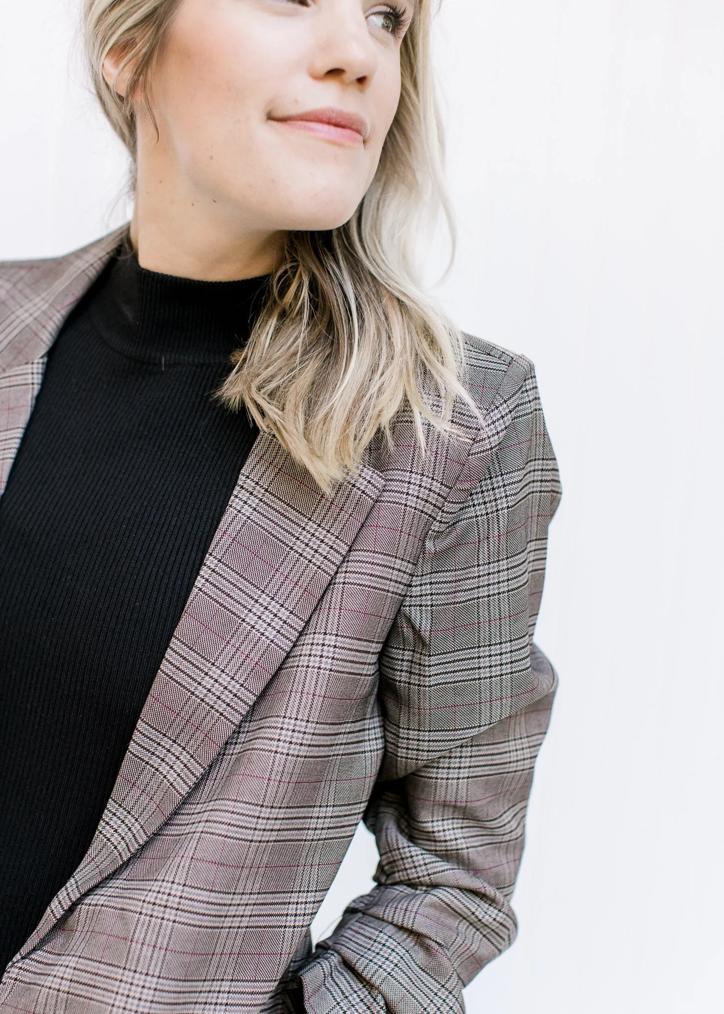 X Plaid in Brown Blazer