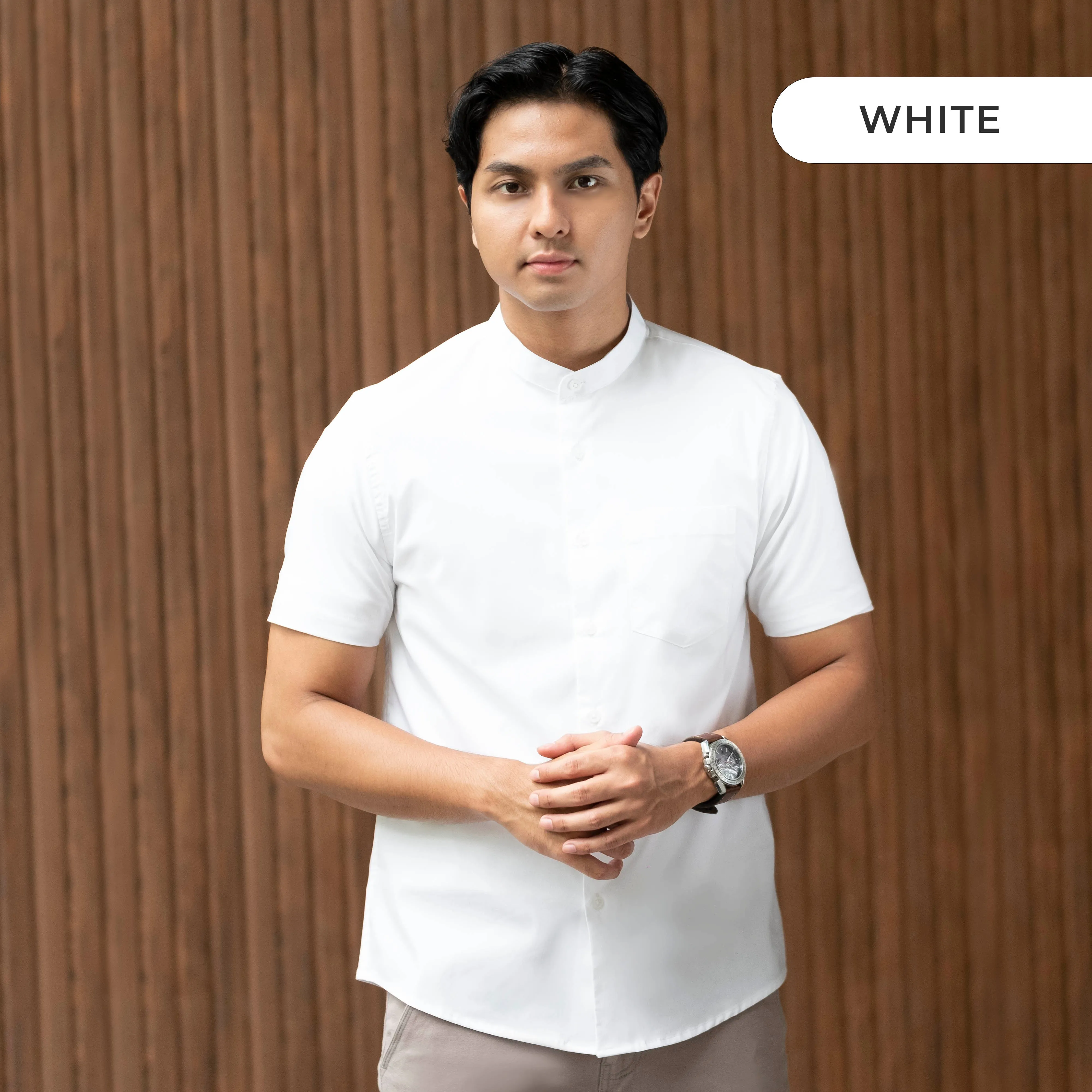 Zeon Collarless Shirt Short Sleeve