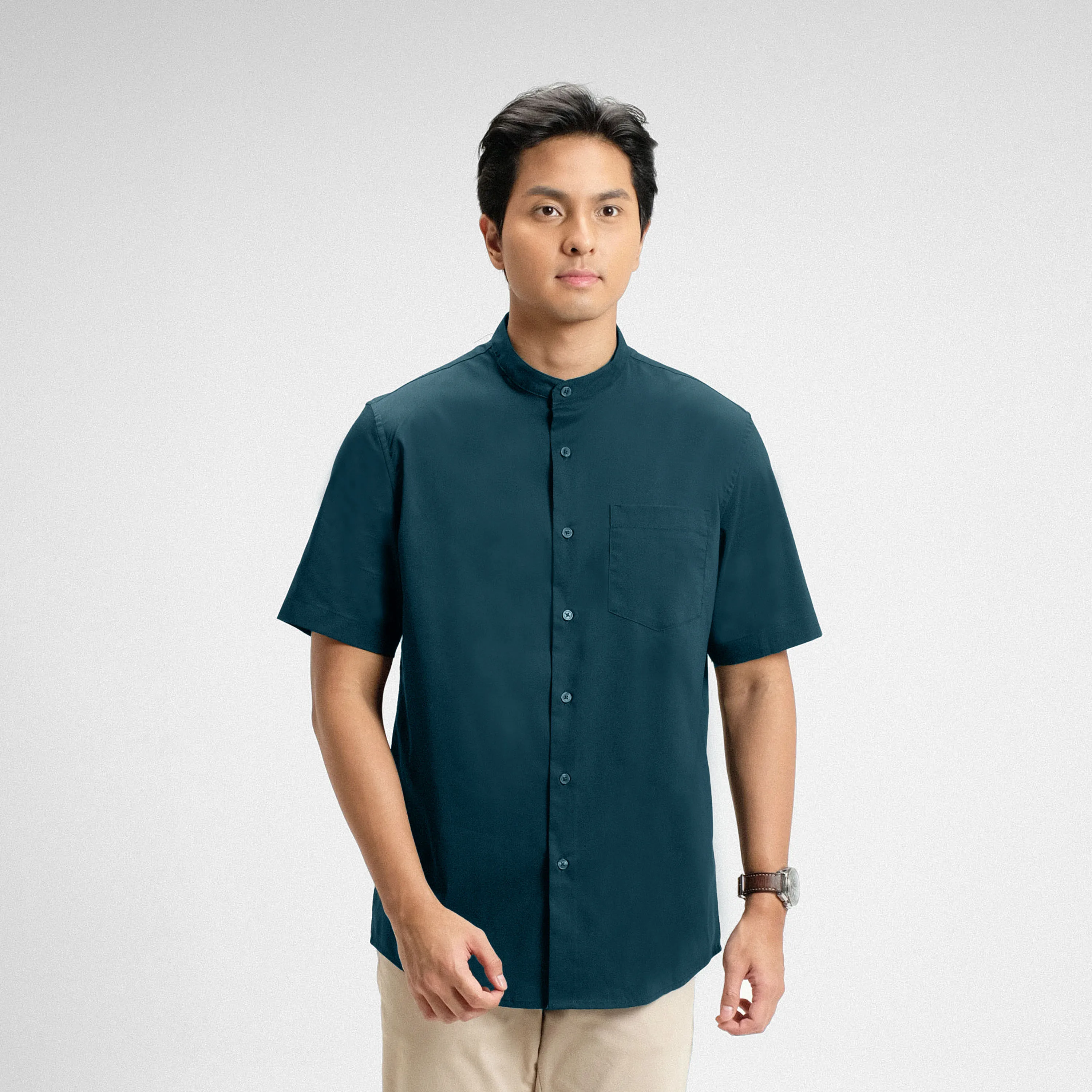 Zeon Collarless Shirt Short Sleeve