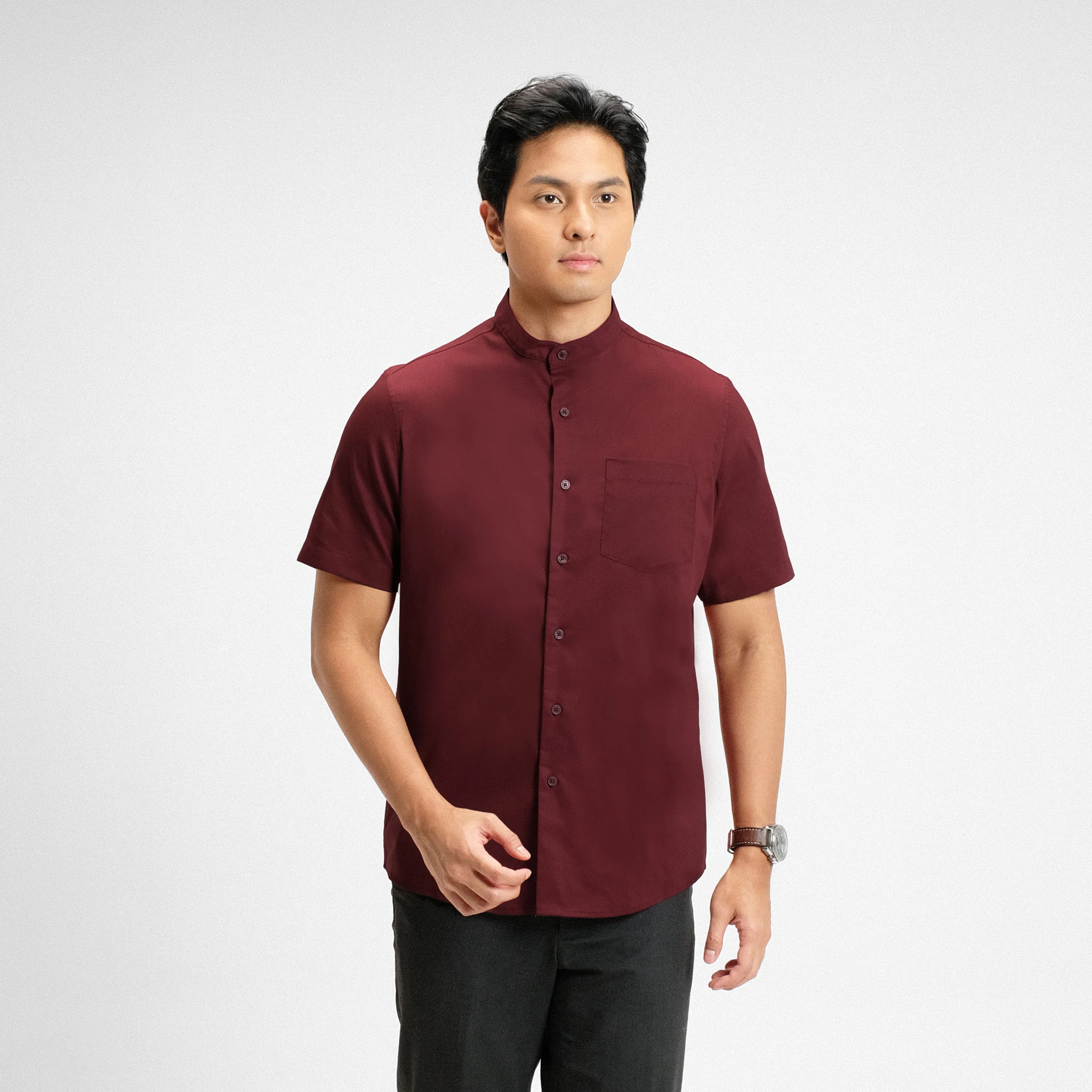 Zeon Collarless Shirt Short Sleeve