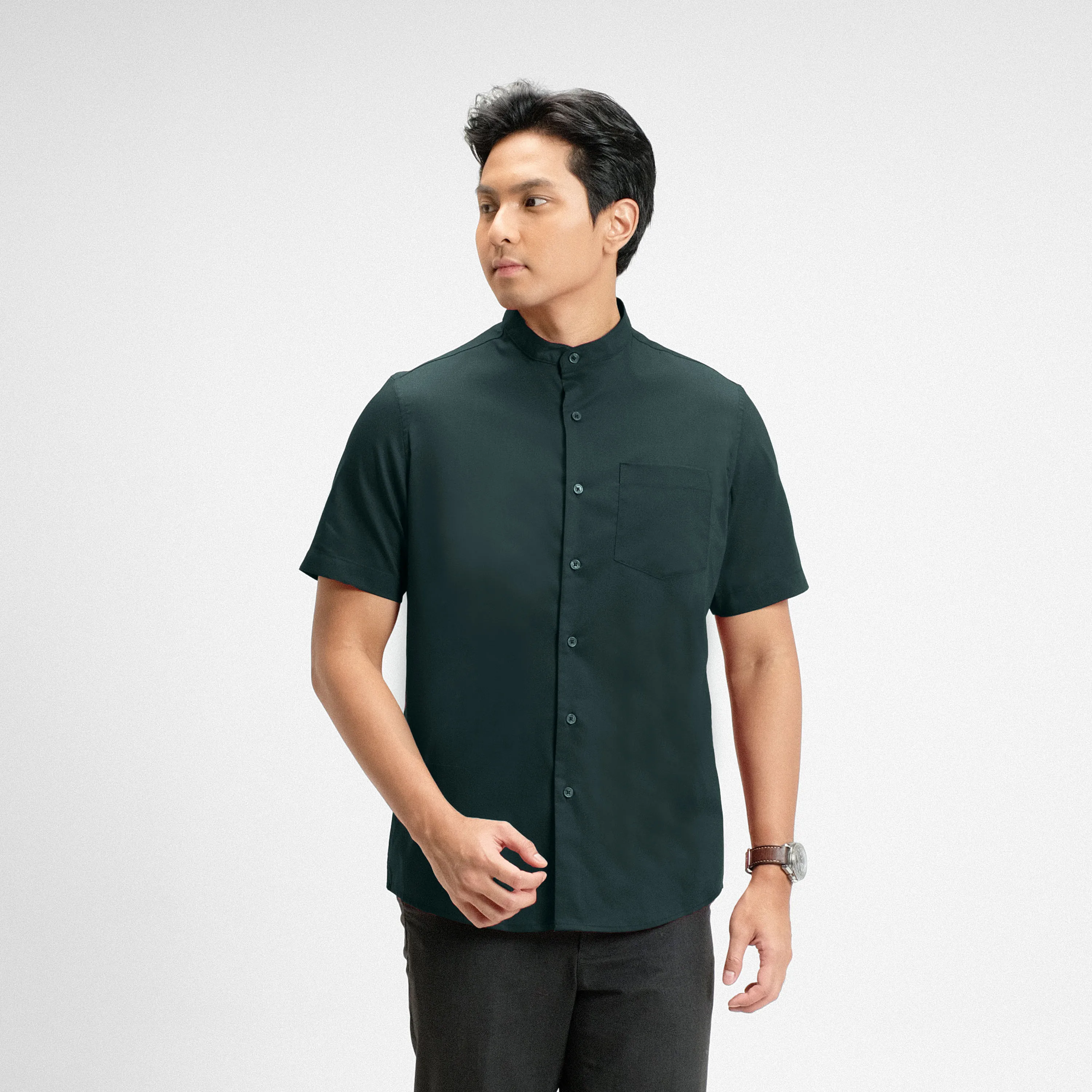 Zeon Collarless Shirt Short Sleeve