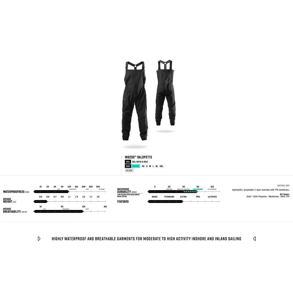 Zhik INS200 Sailing Salopettes - Black