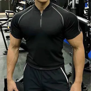 ZIPPER MONK COLLAR RAGLAN POLO SHIRT