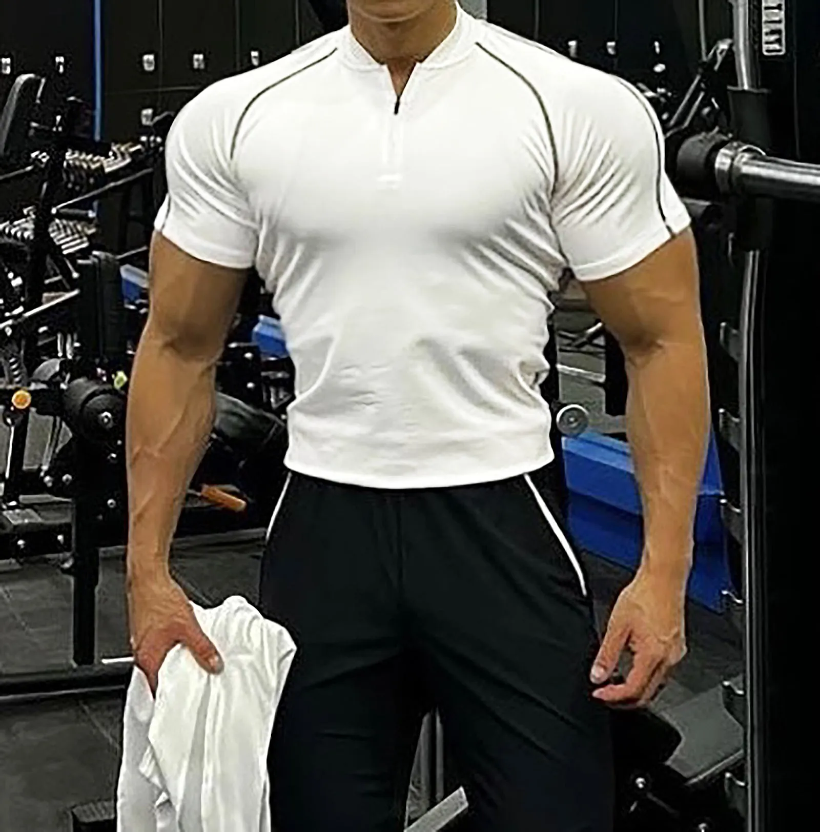 ZIPPER MONK COLLAR RAGLAN POLO SHIRT