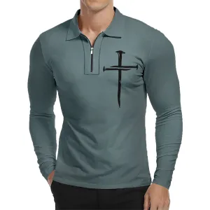 ZIPPER USA FLAG RAGLAN GRAPHIC LONG SLEEVE POLO SHIRT